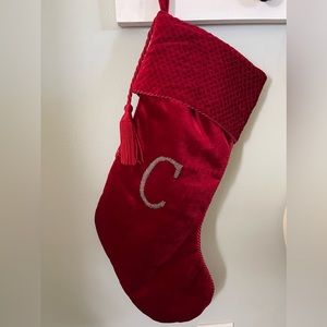 Stocking! Red velvet and beaded “C” stocking.